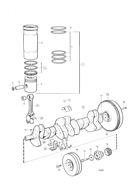 Схема узла Crank Mechanism: B Для Volvo Penta Tamd72A