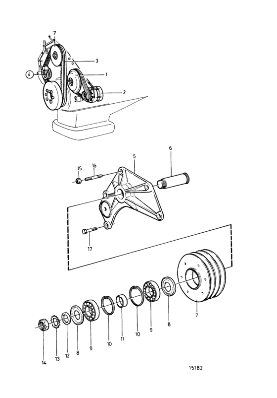 Схема узла Belt Transmission And Belt Tensioner Device Для Volvo Penta Tamd163A-A