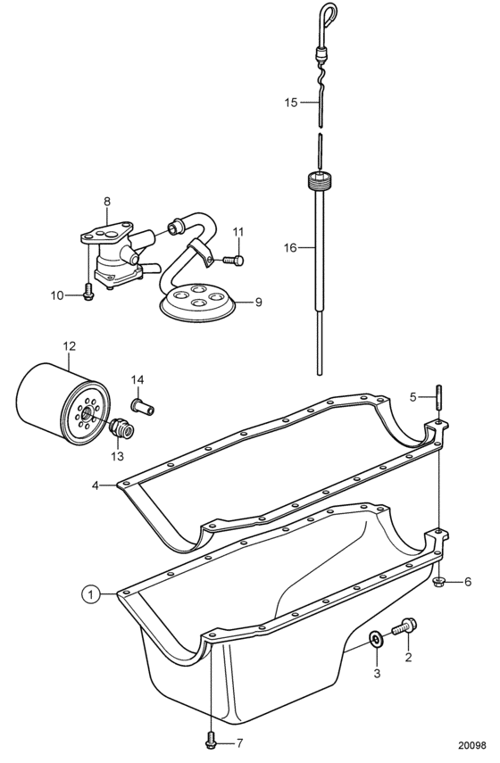 Схема узла Oil Pan And Oil Pump Для Volvo Penta 3.0Gsm-A