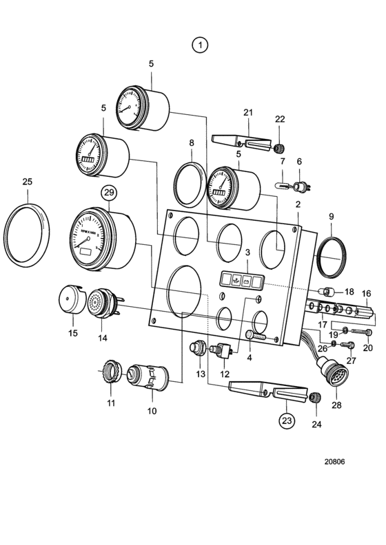 Схема узла Instrument Panel 24V Для Volvo Penta Tamd163A-A