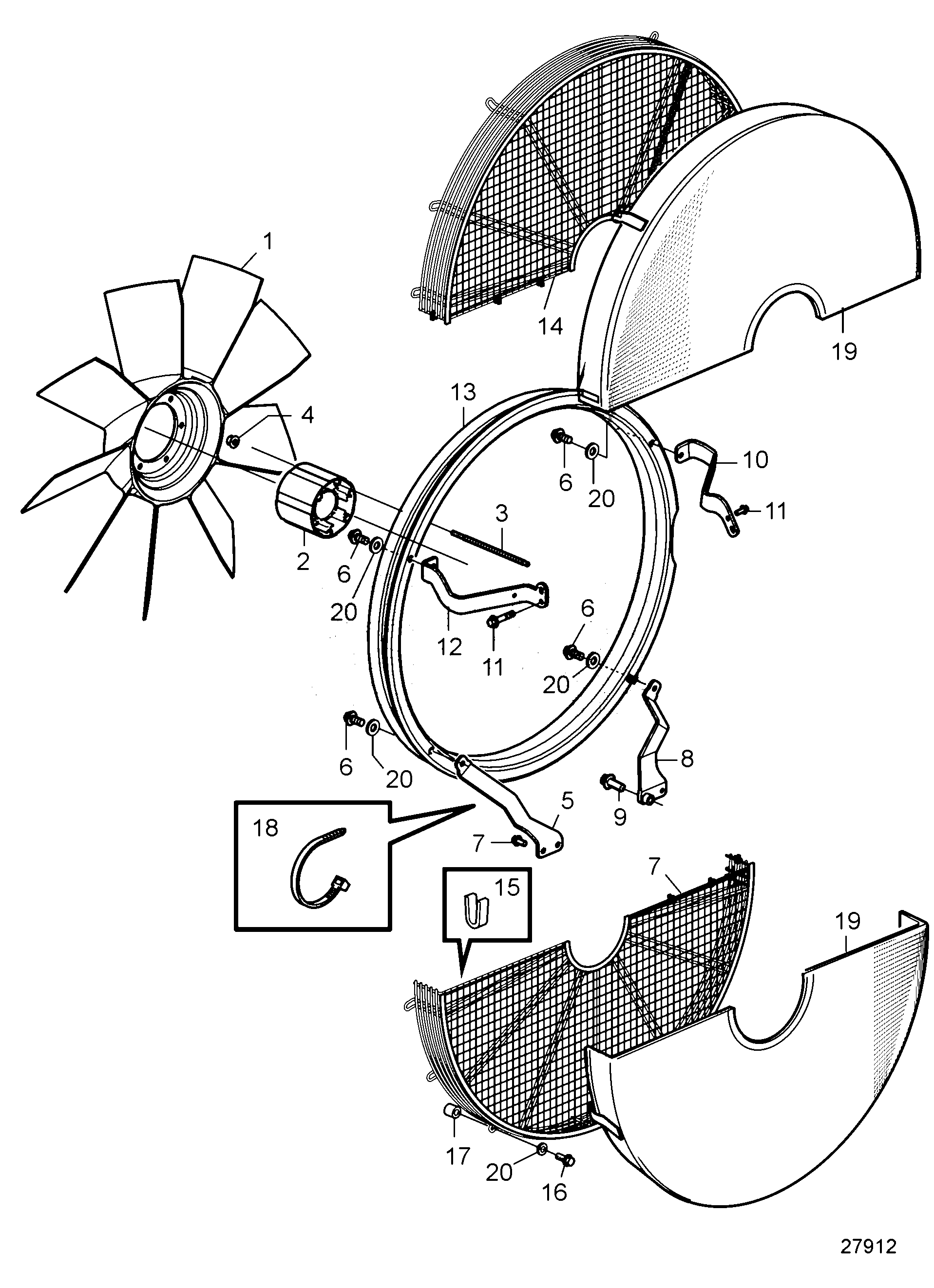 Схема узла Fan And Fan Ring, D=750Mm. Suction & Pushing