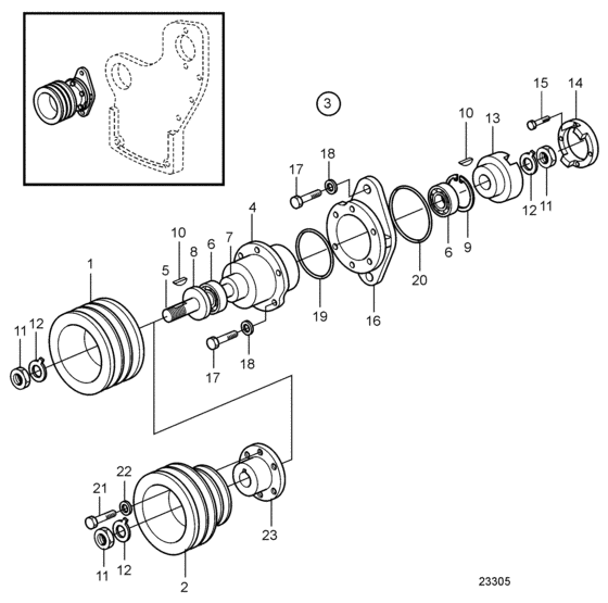Схема узла Power Take Off Assy Для Volvo Penta Tamd122D