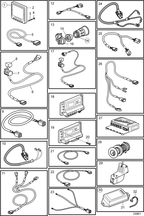 Схема узла Control Unit And Cables, Evc-C3 Для Volvo Penta D6-280A-B