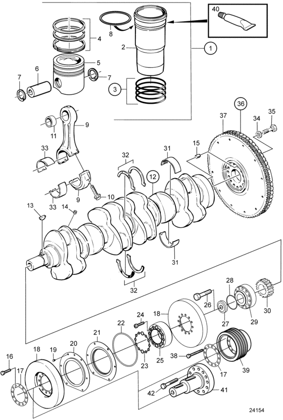 Схема узла Crank Mechanism Sn-1012631188 Для Volvo Penta D12C-A Mp