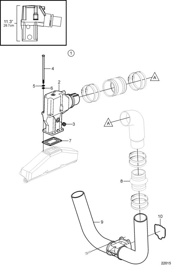 Схема узла Exhaust, 3\'\' Risers Для Volvo Penta 5.0Gxi-F