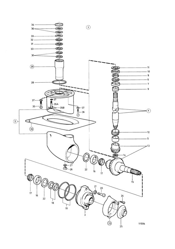 Схема узла Lower Gear Unit Для Volvo Penta Md2010D