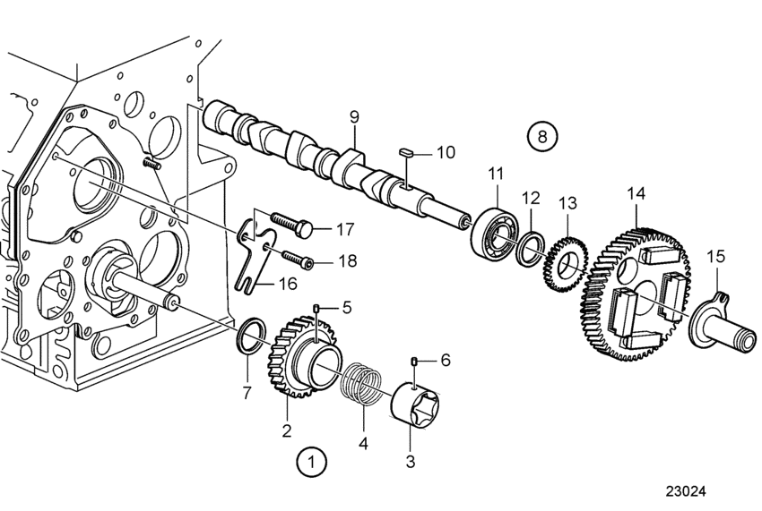 Схема узла Camshaft And Gears Для Volvo Penta D1-13B