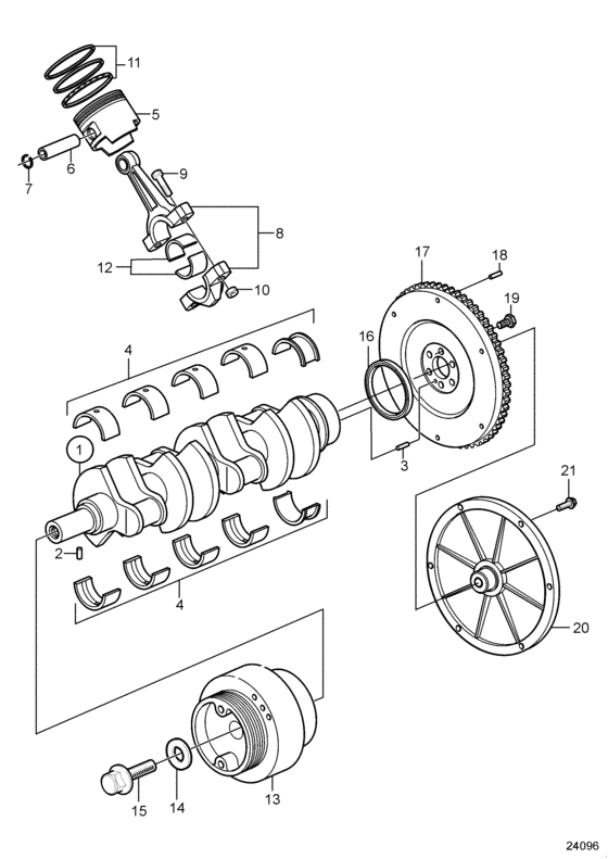 Схема узла Crankshaft And Related Parts Для Volvo Penta 8.1Ipsce-Mf