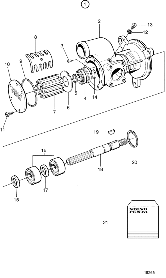 Схема узла Sea Water Pump, Components Для Volvo Penta Tamd63L-A