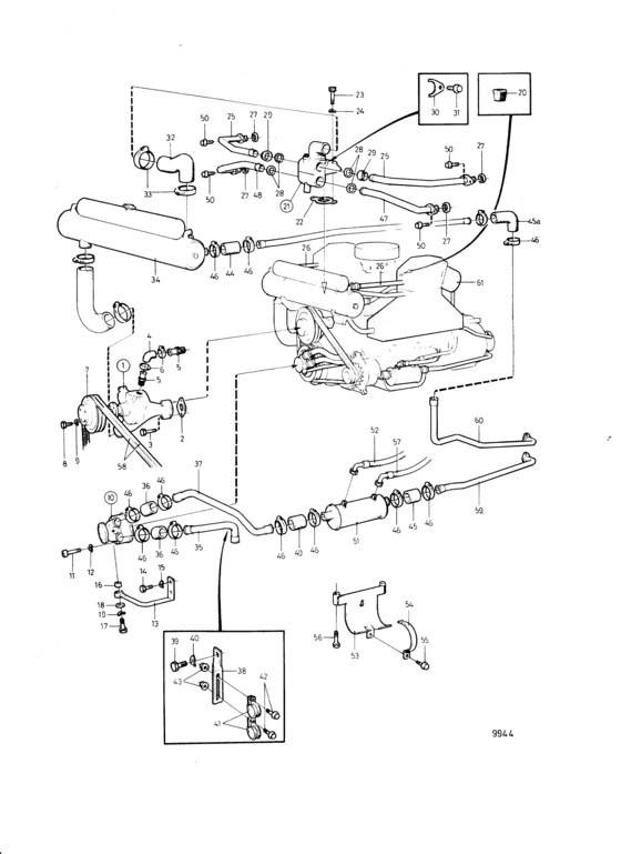 Схема узла Cooling System With Heat Exchanger Для Volvo Penta 740A/Ms5
