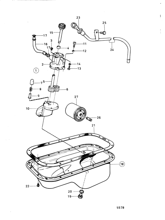 Схема узла Lubricating System Для Volvo Penta Aq125A
