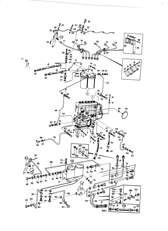 Схема узла Fuel System With Bosch Fuel Injection Pump Mo46197/Xxxx- Для Volvo Penta Md70B