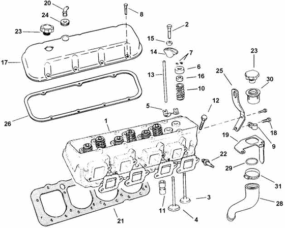 Схема узла Головка Цилиндра Для Volvo Penta 7.4Glpncs