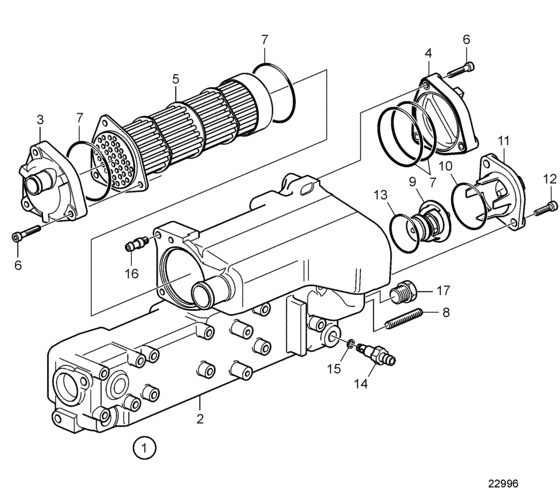 Схема узла Heat Exchanger, Components Для Volvo Penta D2-40A