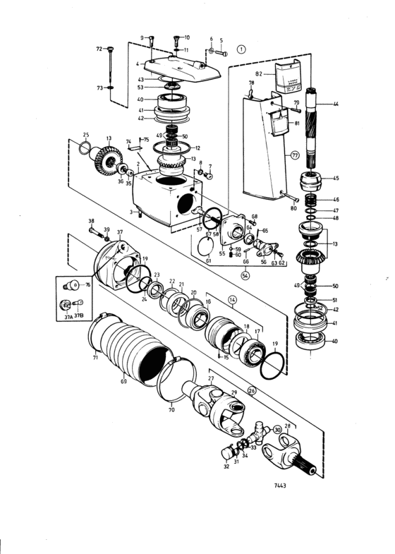 Схема узла Upper Gear Unit Для Volvo Penta Aq140A
