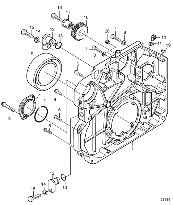 Схема узла Timing Gear Casing And Gears Для Volvo Penta D5A-B Ta