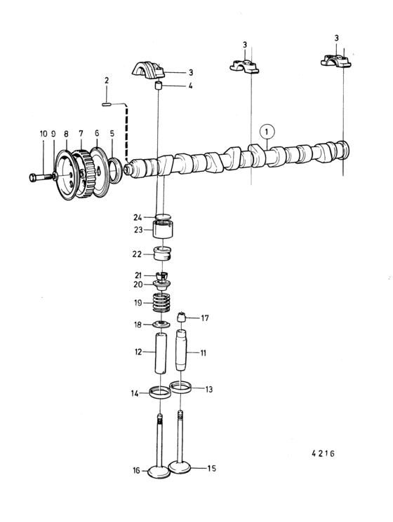 Схема узла Camshaft And Valve Mechanism Для Volvo Penta Aq145A