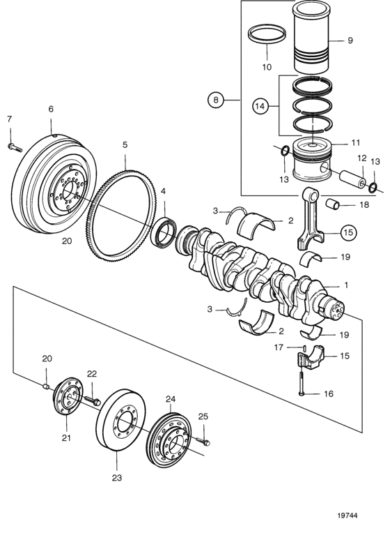 Схема узла Crank Mechanism Для Volvo Penta D7A-A Ta