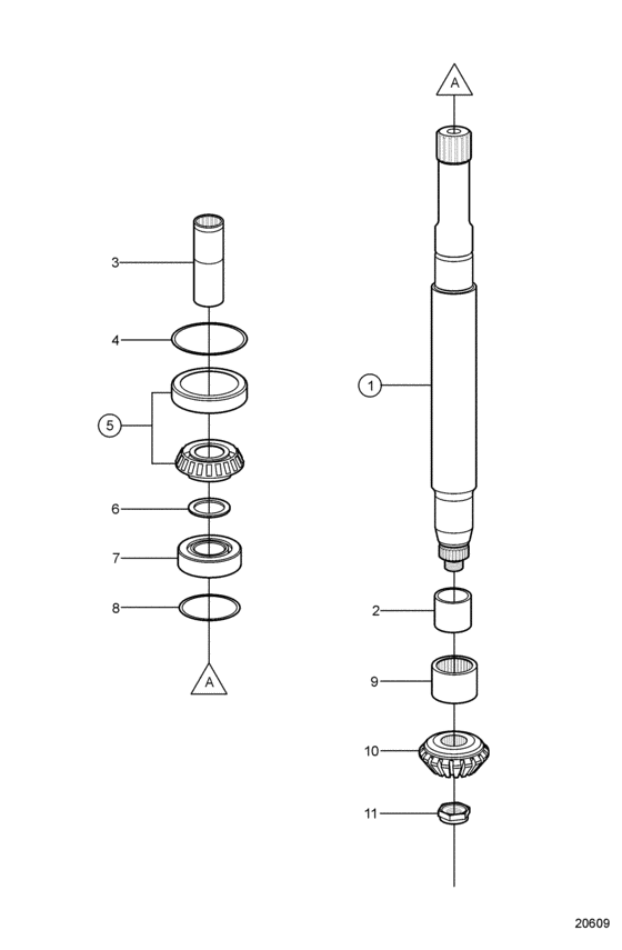 Схема узла Lower Vertical Shaft Для Volvo Penta Dpx-A