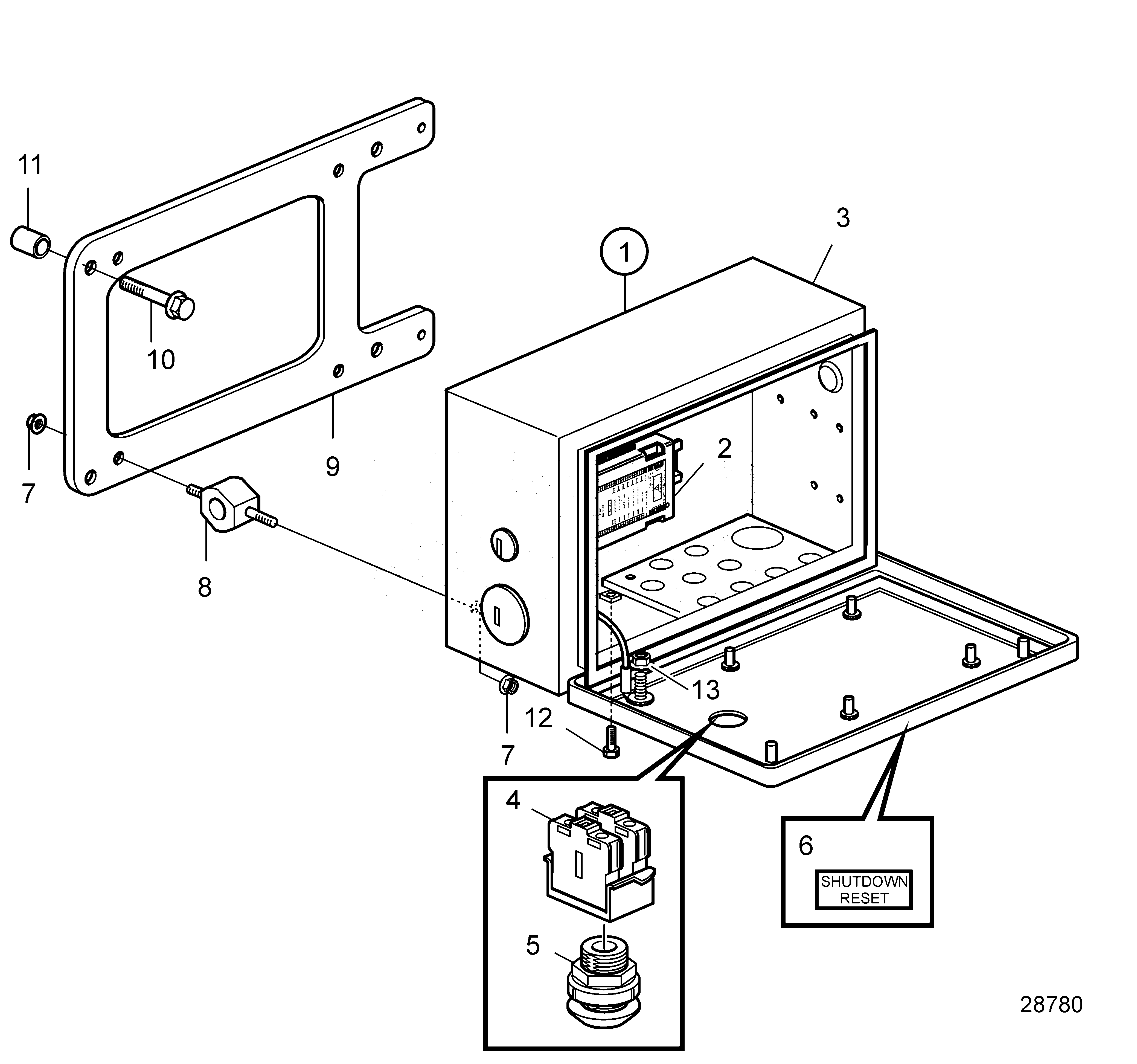 Схема узла Electrical System. Shutdown Unit, Mounted On Heat Exchanger
