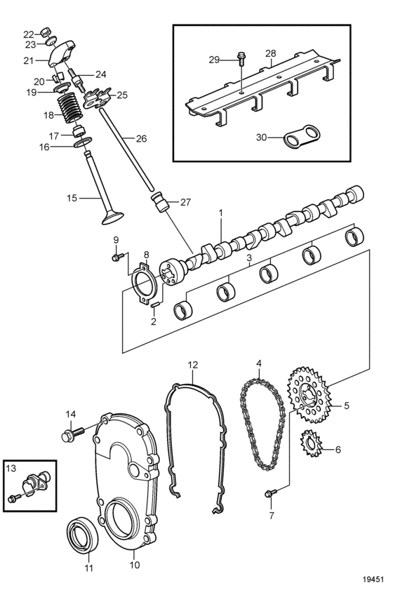 Схема узла Camshaft And Valve Train Для Volvo Penta 8.1Gi-Df