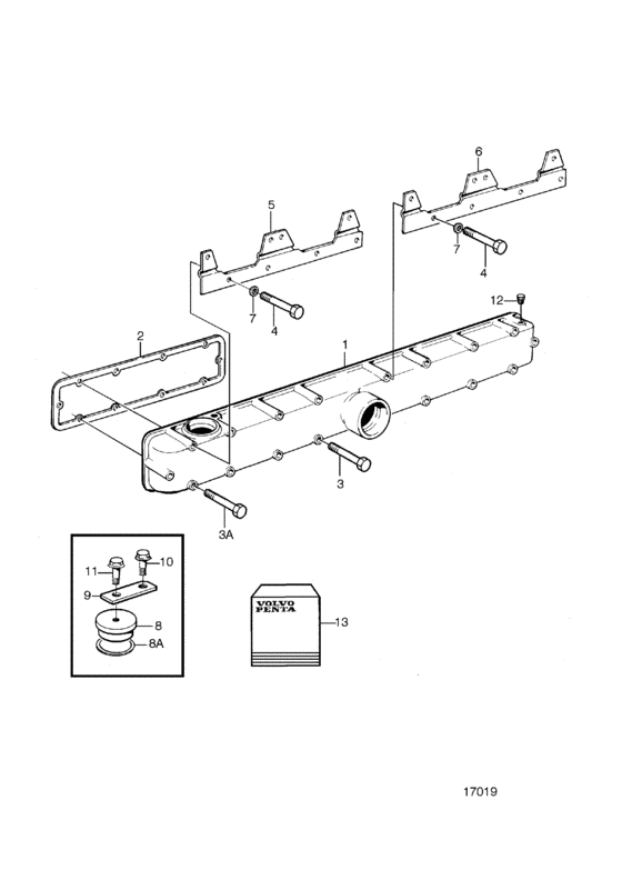 Схема узла Inlet Manifold: B Для Volvo Penta Tamd72Wj-A