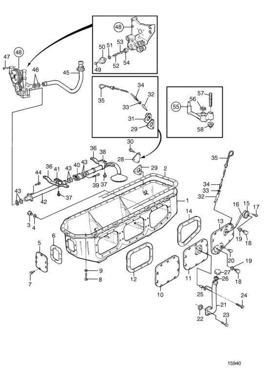 Схема узла Lubricating System With Deep Oil Sump Для Volvo Penta Tamd162C-B
