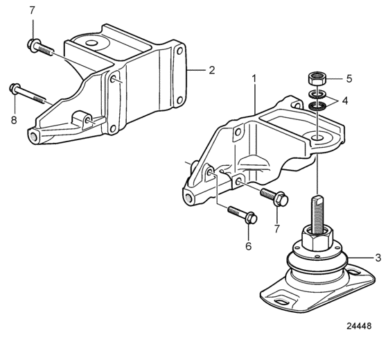 Схема узла Крепление Двигателя И Сопутствующие Детали Для Volvo Penta D6-280A-D