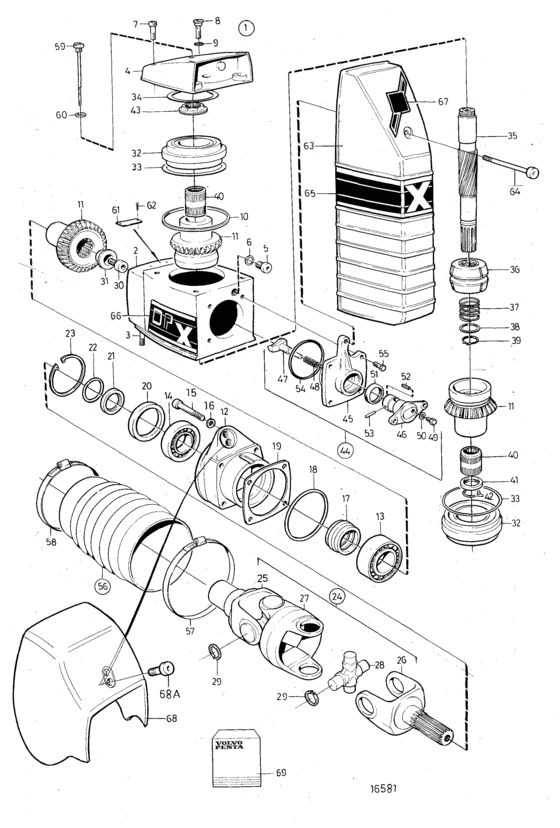 Схема узла Upper Gear Unit Для Volvo Penta Dpx