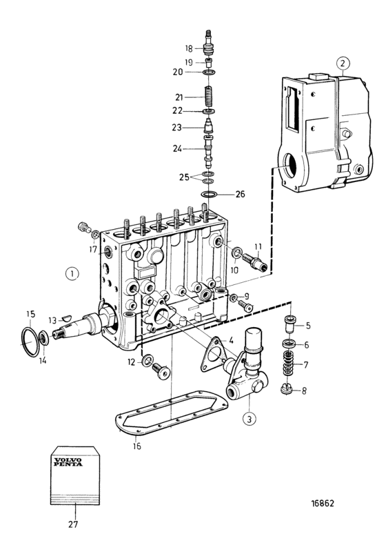 Схема узла Fuel Injection Pump, Components Для Volvo Penta Tamd71B