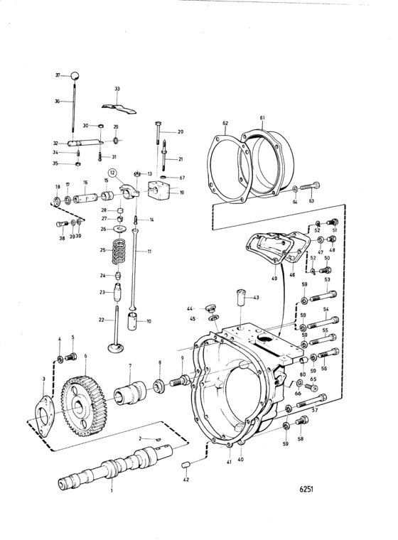 Схема узла Camshaft And Valve Mechanism: B Для Volvo Penta Md11D