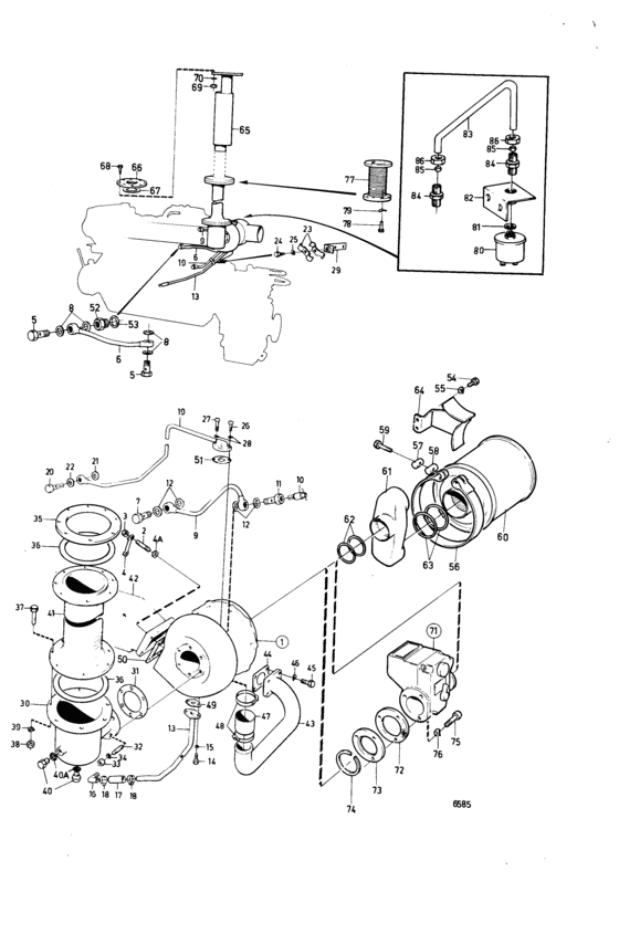 Схема узла Induction And Exhaust System Для Volvo Penta Tmd120B