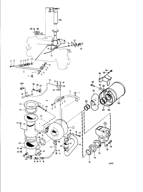Схема узла Induction And Exhaust System Для Volvo Penta Tad121Chc