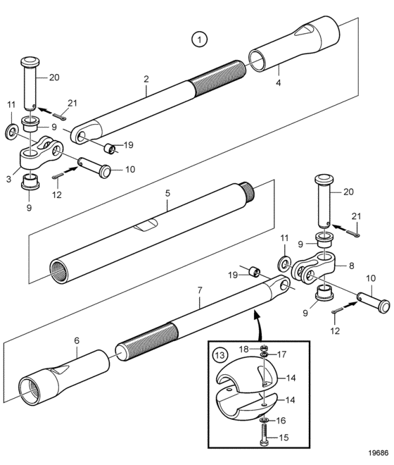 Схема узла Tie Bar Kit Для Volvo Penta Dph-B