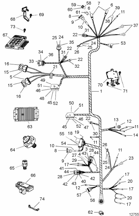 Схема узла Engine Harness Для Volvo Penta 4.3Giplkdce