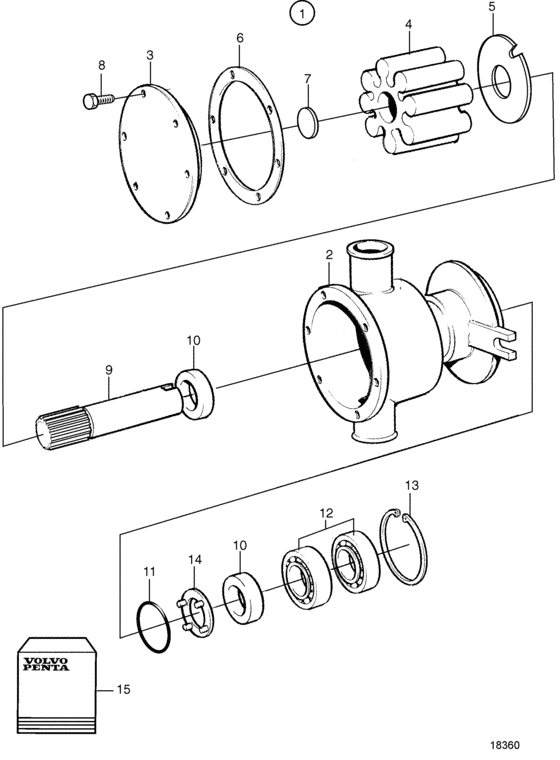 Схема узла Sea Water Pump, Components: 3583115 Для Volvo Penta Ad31P-A