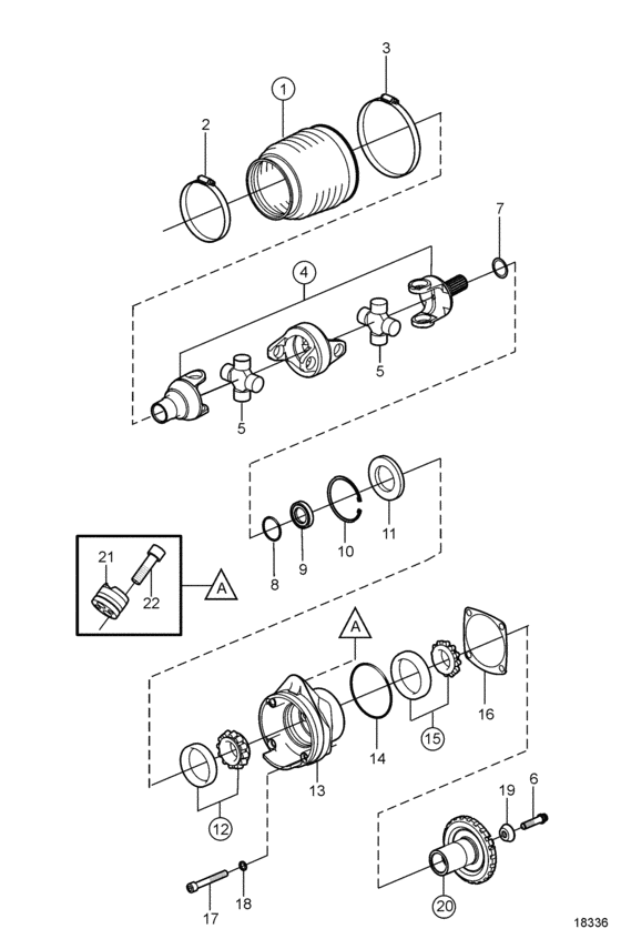 Схема узла Universal Joint And Bearing Housing Для Volvo Penta Dp-G