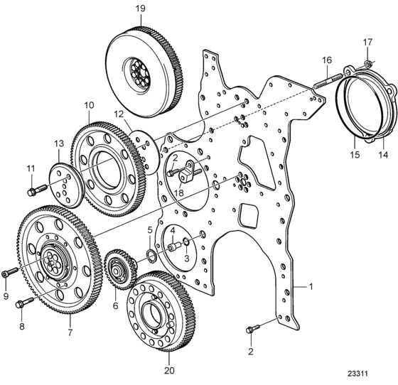 Схема узла Timing Gear Для Volvo Penta D16C-A Mh