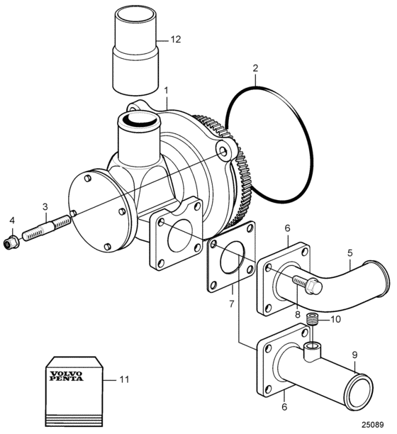 Схема узла Seawater Pump Для Volvo Penta D9A2B D9-575