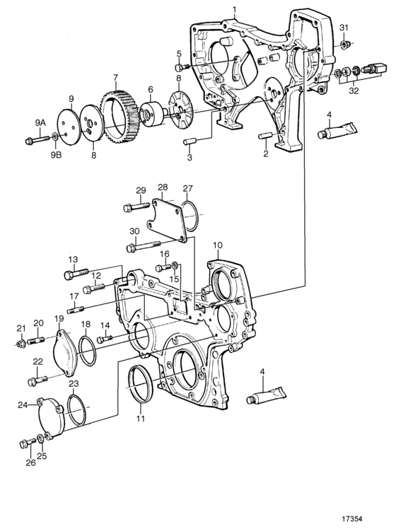 Схема узла Timing Gear Housing Для Volvo Penta Tamd74L-B