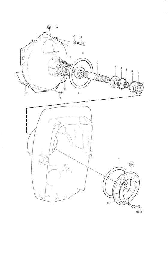 Схема узла Flywheel Casing, Primary Shaft And Clamp Ring Kit, Earlier M O Для Volvo Penta 570A
