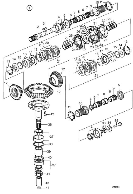 Схема узла Upper Gear Unit, Sail Boat Drive Unit 130S, 130Sr, Components Для Volvo Penta 130S-A