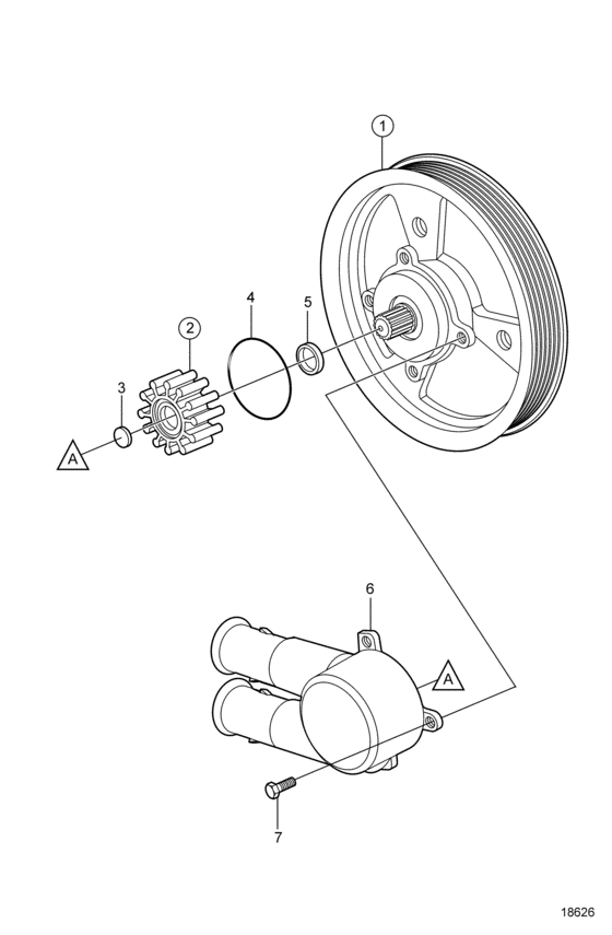 Схема узла Seawater Pump Для Volvo Penta 3.0Gsp-B