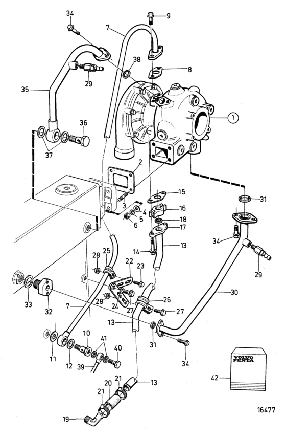 Схема узла Турбонагнетатель Для Volvo Penta Tamd102A