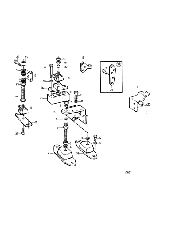 Схема узла Engine Mounting: Ms2A-D, Ms2L-D Для Volvo Penta Md2020A