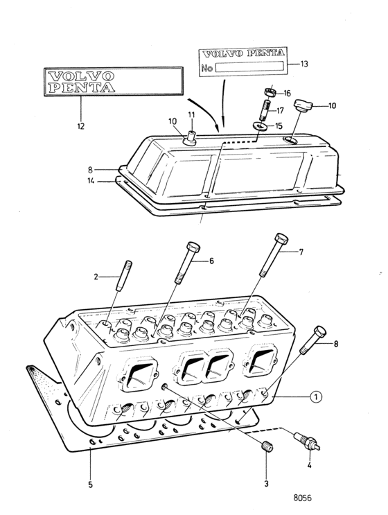 Схема узла Головка Цилиндра Для Volvo Penta Aq260B