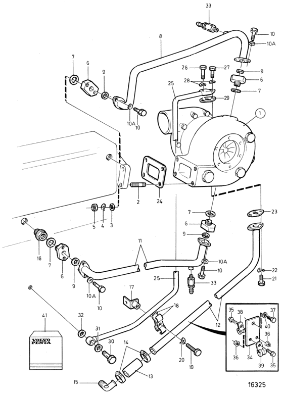 Схема узла Turbocharger: C Для Volvo Penta Tamd122D