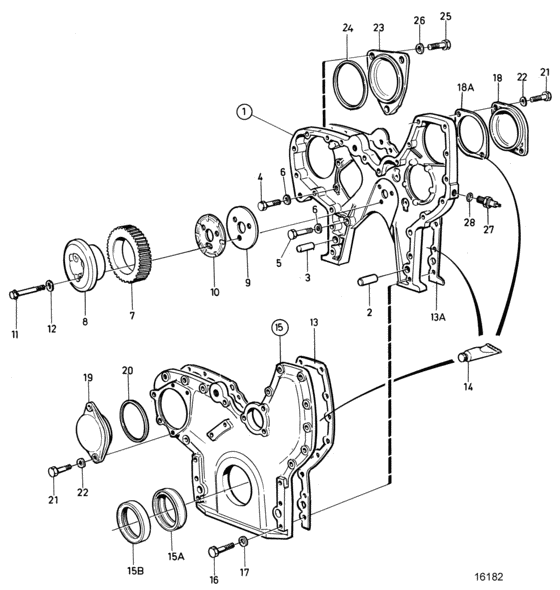 Схема узла Timing Gear Housing: B Для Volvo Penta Tamd122D
