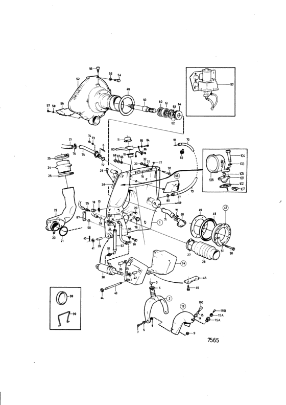Схема узла Connecting Components Aq Drive Unit 280 With Power Trim Для Volvo Penta Aq145A