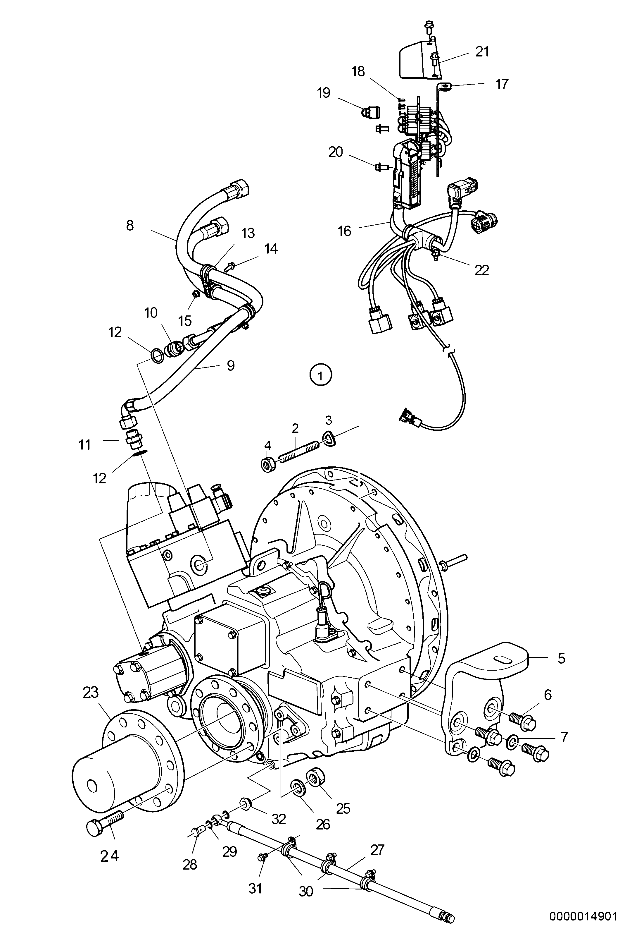 Схема узла Connecting Components Reverse Gear Zf305-3A, Evc 2.0